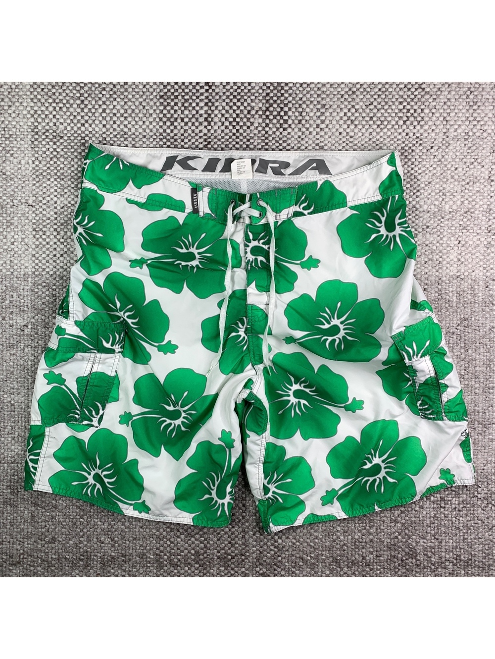 Kirra Men's Green and White Floral‎ Board Shorts